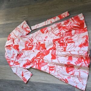 Calvin Klein Red and White Floral Midi Dress